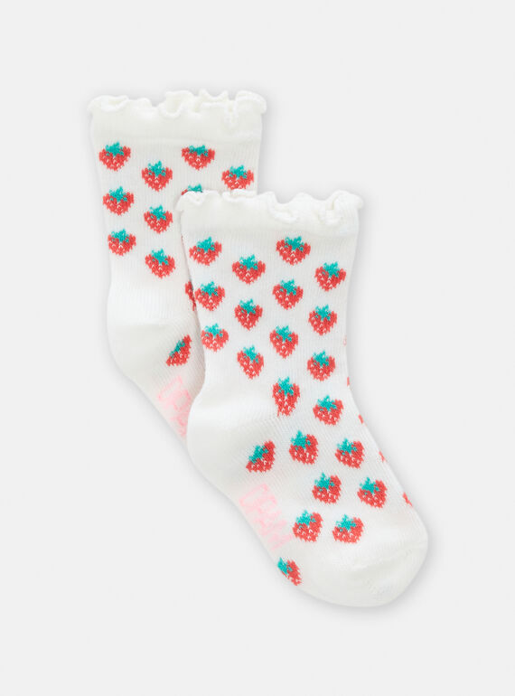 Calze neonata ecrù con stampa fragola TYIJOSOQ3 / 24SI0986SOQ001