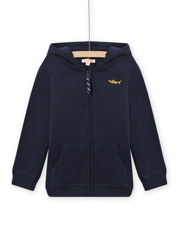 Giacca sportiva blu notte con ricamo squalo bambino NOJOJOH1 / 22S90262JGH705