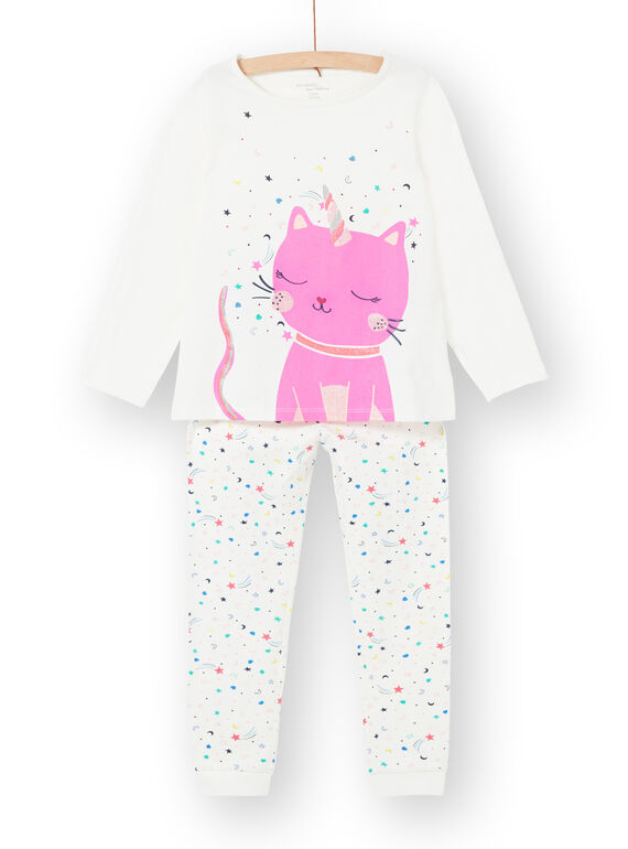 Pigiama bambina in jersey motivo gatto LEFAPYJCAT / 21SH1151PYJ001
