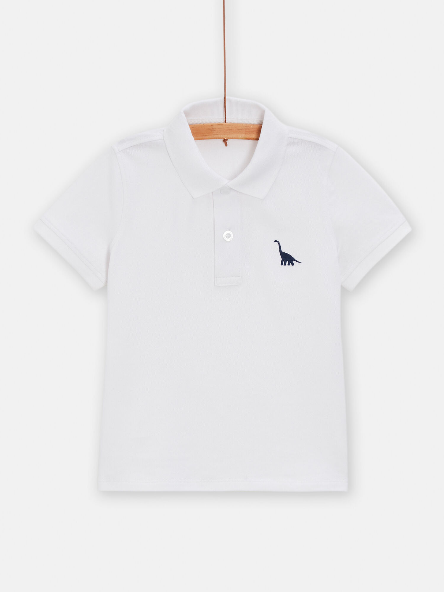 Polo bianca con ricamo dinosauro bambino acquisto online Polo Camicia DPAM
