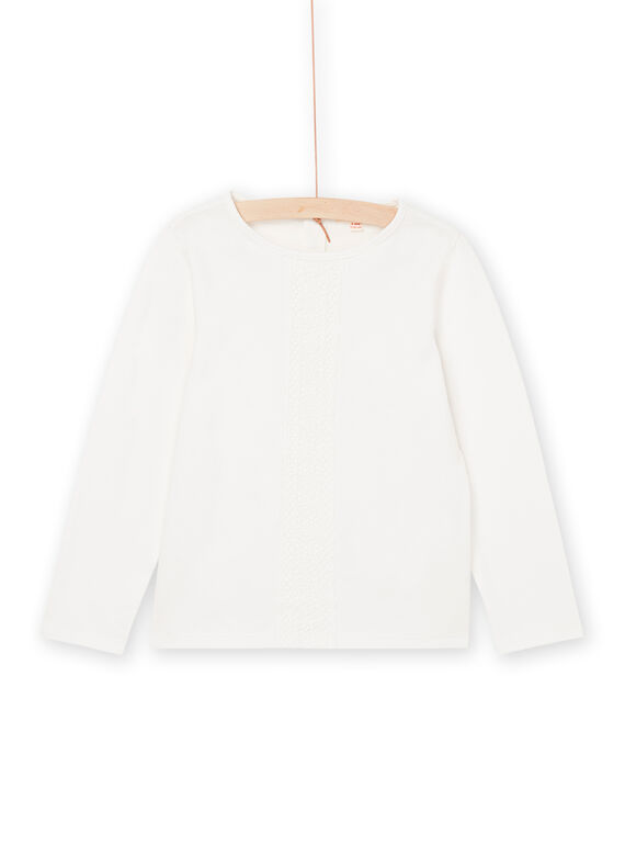 T-shirt maniche lunghe bianca con pizzo PAJOSTEE2 / 22W901D3TML001