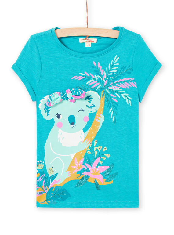 T-shirt turchese motivo koala bambina LAVERTI3 / 21S901Q2TMCC217