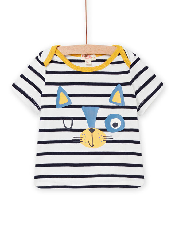 T-shirt a maniche corte ecrù e nera neonato 22SG10C4TMC001