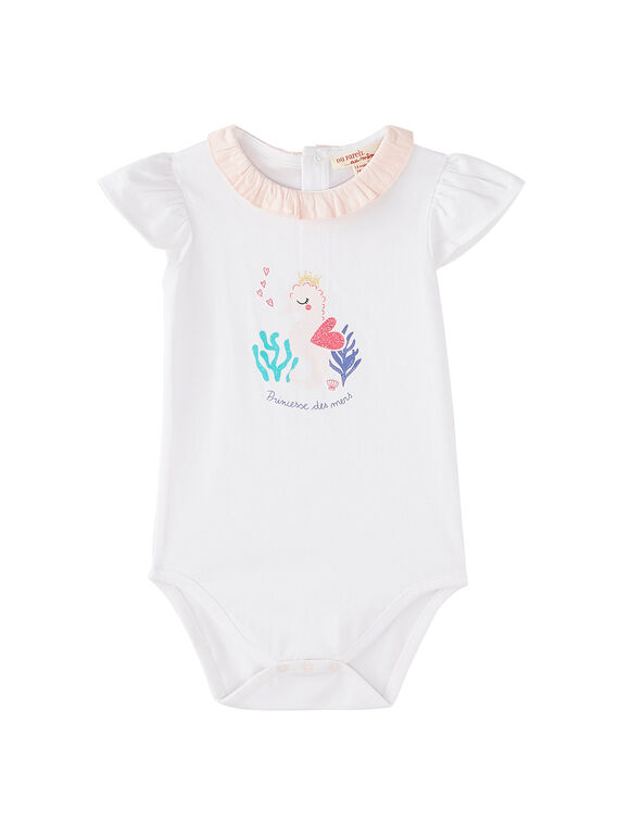 Body bianco, collo con volant neonata JICEABODY / 20SG09N1BOD000