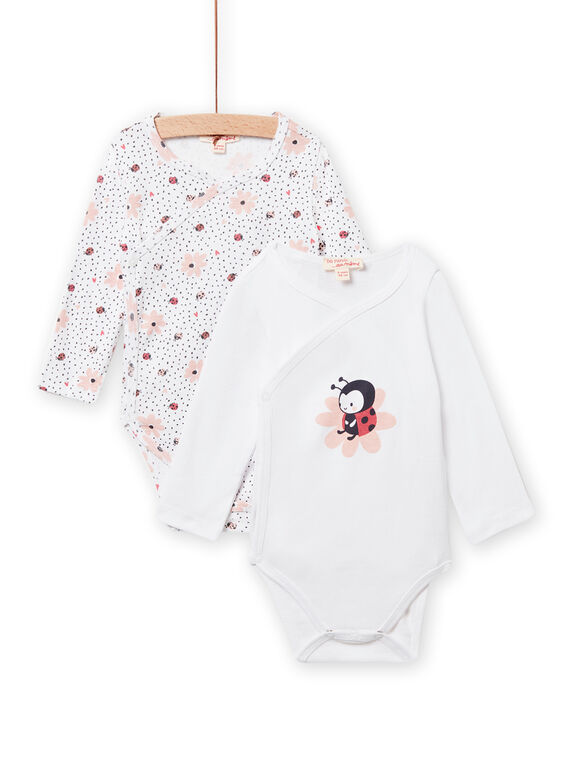 Set 2 body con stampa coccinelle e fiori nascita bambina NOU1BOD3 / 22SF0341BDN000