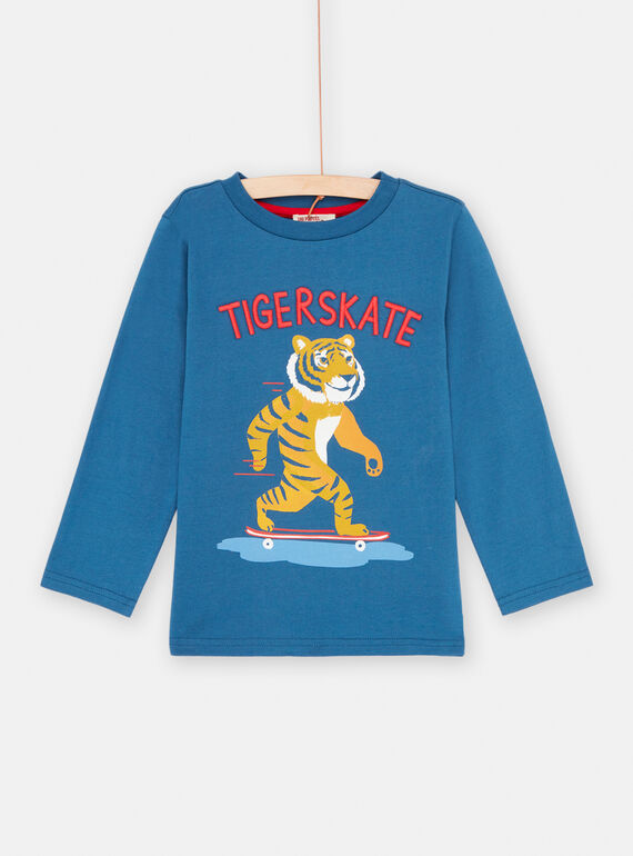 T-shirt blu con motivo tigre skater bambino SOFORTEE4 / 23W902K2TMLC226