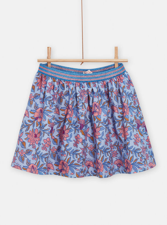 Gonna double face blu lavanda con stampa floreale per bambina VADAJUP2 / 24W90122JUPC208