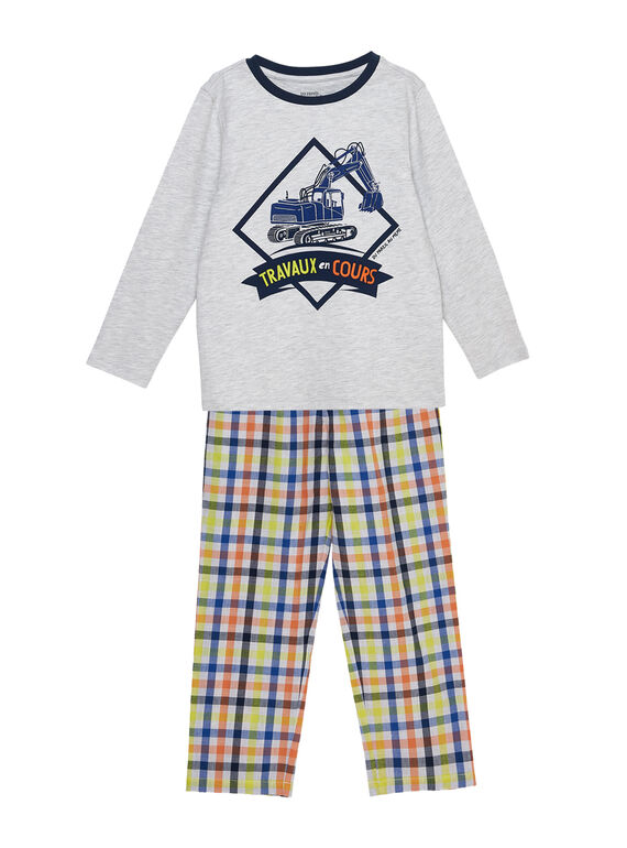 Pigiama in jersey bambino e pantaloni in popeline a quadri JEGOPYJTRA / 20SH1223PYJJ920