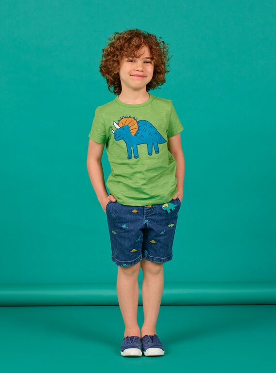 Bermuda in jeans blu stampa dinosauri bambino LOVERBER2 / 21S902Q1BERP274