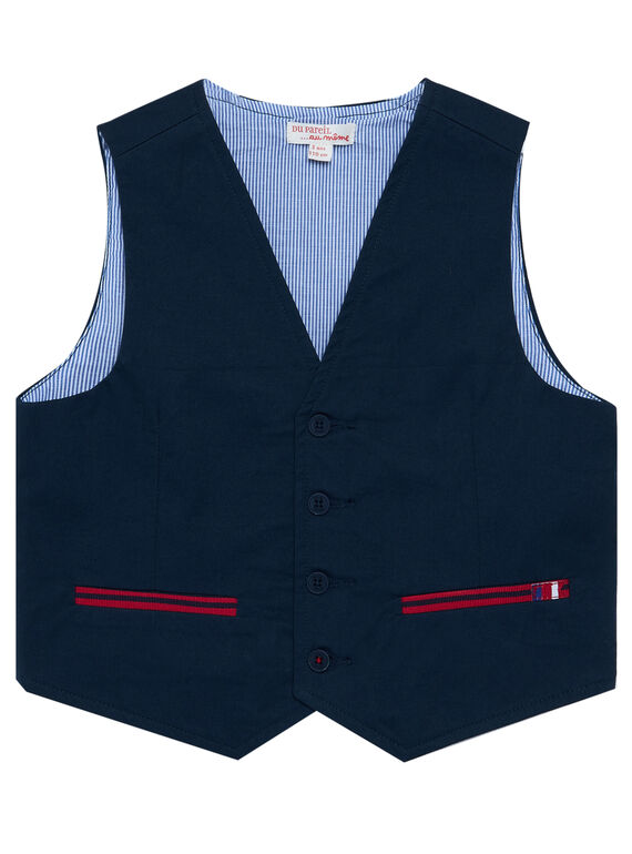 Gilet da completo tinta unita navy con tasche a contrasto bambino JOWEGIL / 20S90291GSM705