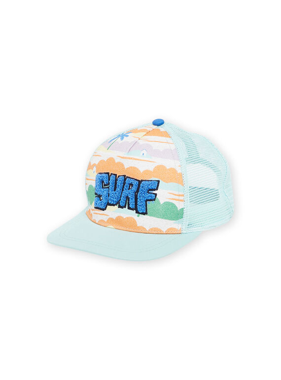 Cappellino verde acqua con motivo tramonto RYOJOCHA7 / 23SI02C1CHAA002