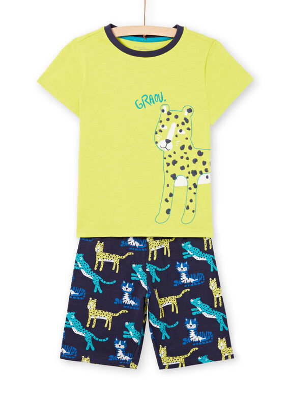 Pigiama fosforescente giallo con motivi felini bambino LEGOPYCLEO / 21SH12C5PYJ117