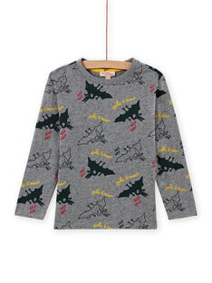 T-shirt grigio melange con stampa dinosauro bambino MOFUNTEE1 / 21W902M4TML943