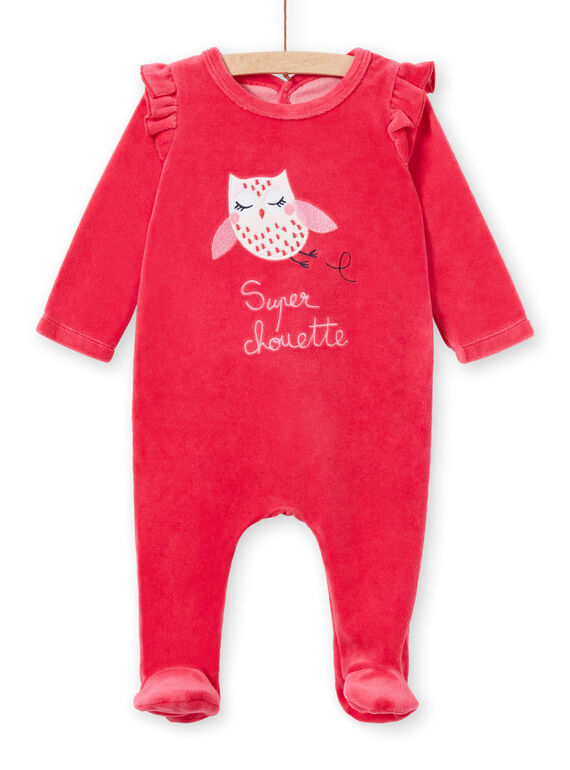 Tutina corredo bambina in velluto rosa motivo civetta LEFIGRETYP / 21SH135AGRED332