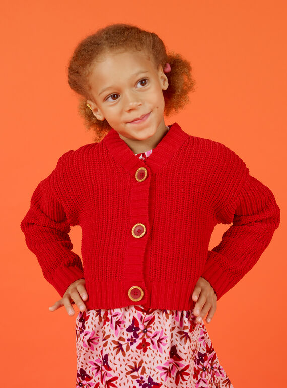Cardigan rosso bambina MACOMCAR1 / 21W901L2CAR408