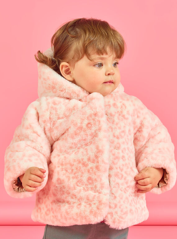 Piumino con cappuccio double face dorato e rosa neonata MIORDOUREV / 21WG0951D3EA006