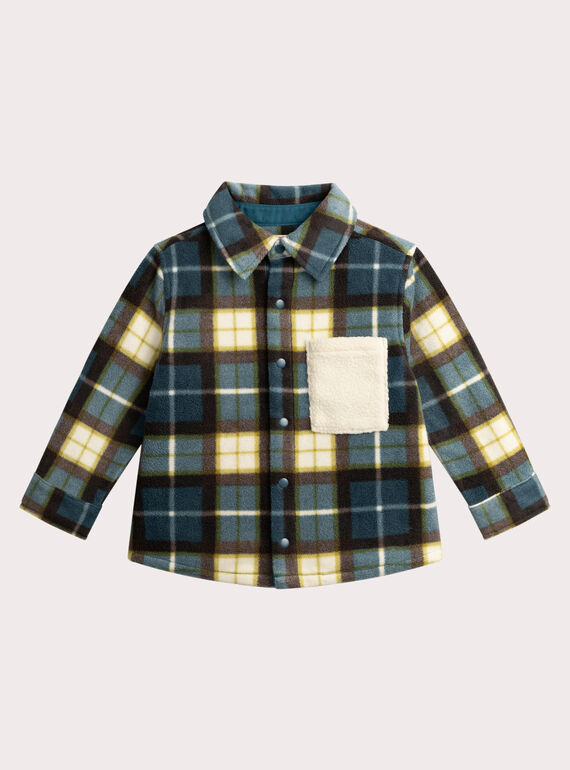 Camicia a quadri con tasca sherpa per ragazzo  VOBACHEM / 24W902Q1CHMC225
