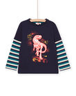 T-shirt a maniche lunghe a righe e motivo dinosauro POPRITEE4 / 22W902P1TML705