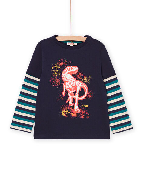 T-shirt a maniche lunghe a righe e motivo dinosauro POPRITEE4 / 22W902P1TML705
