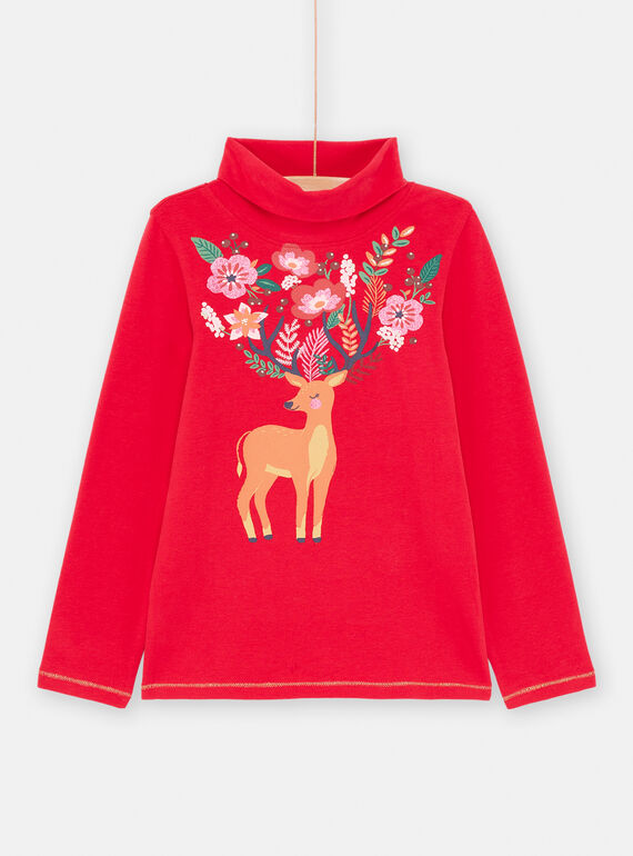 Dolcevita rubino con motivo cerbiatta bambina SAWAYSOUP / 23W901S1SPLF529