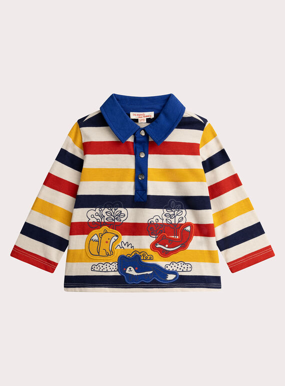 Polo a righe con animazione volpe per bambino  VUROPOL / 24WG10P1POL808