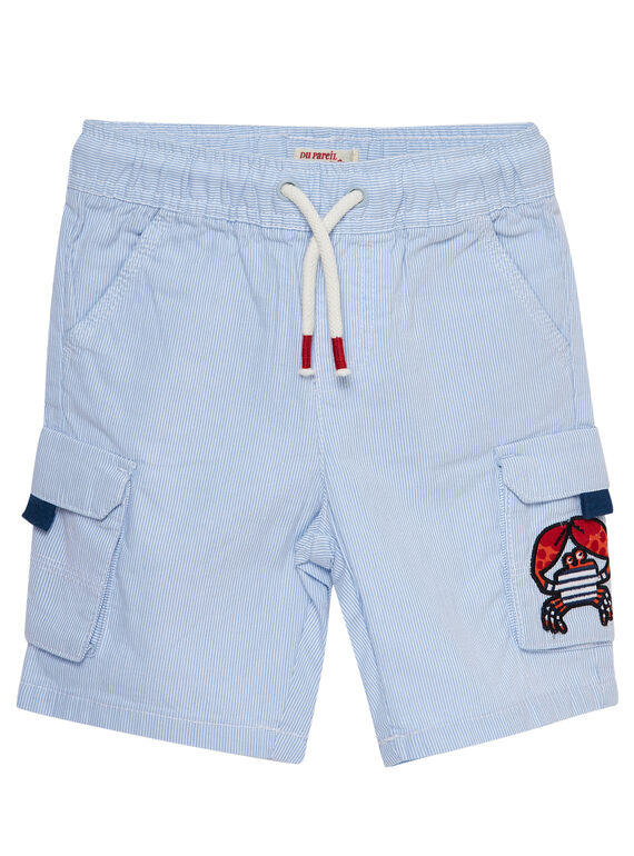 Bermuda bambino elasticizzati cargo a righe sottili blu JOCEABER4 / 20S902N3BER219
