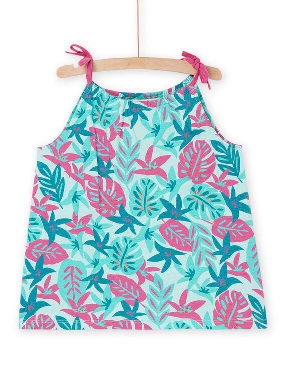 Canotta blu e rosa con stampa tropicale RAJODEB2 / 23S901Z6TEEC215