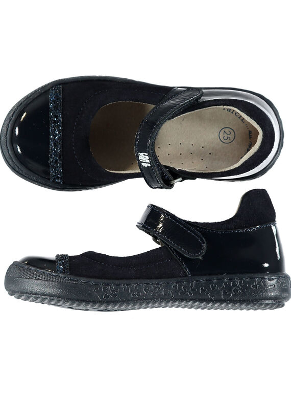 Scarpe baby crosta di pelle e vernice navy bambina GFBABMATER / 19WK35I3D13070