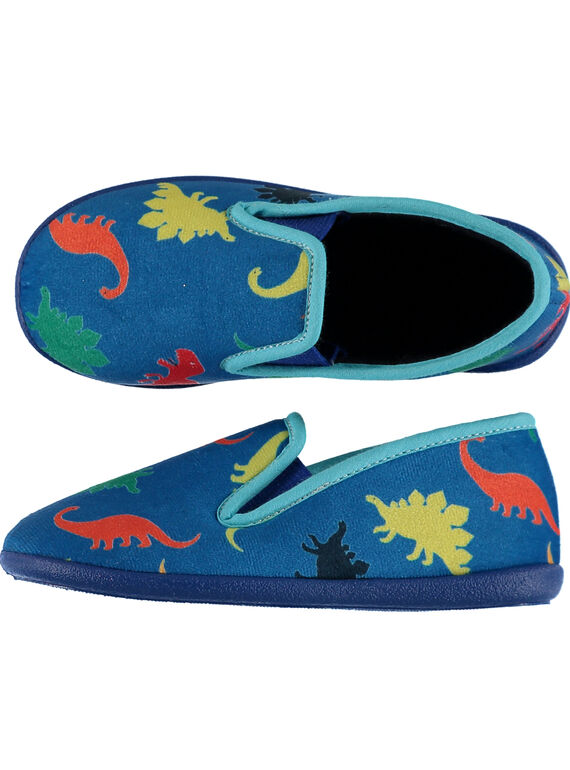 Babbucce velluto made in France blu con dinosauri bambino GGSGSAURE / 19WK36Z6D0BC218