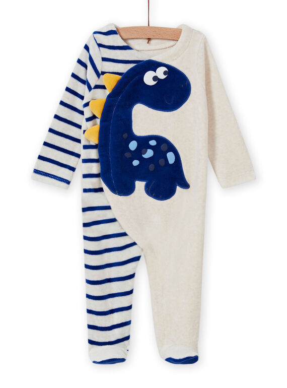 Tutina ecrù melange motivo dinosauro neonato MEGAGRENOS / 21WH1485GRE006