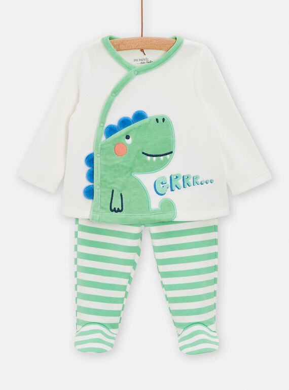 Pigiama verde con stampa dinosauro neonato TEGAPYJDIN / 24SH1441PYJ632