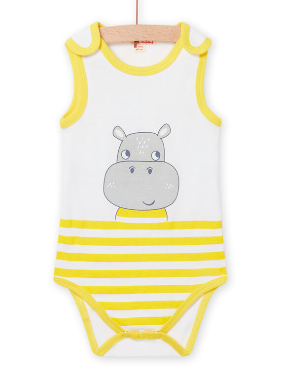 Body senza maniche a righe gialle motivo ippopotamo neonato NEGABODHIP / 22SH14J4BDL000