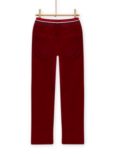 Pantaloni in velluto foderato rossi bordeaux bambino MOFUNPAN / 21W902M2PAN511