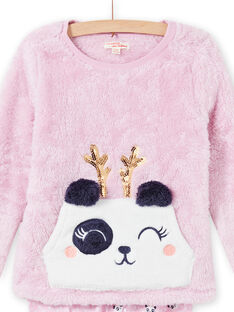 Set pigiama rosa motivo panda in soft boa bambina MEFAPYJKAN / 21WH1191PYJ326