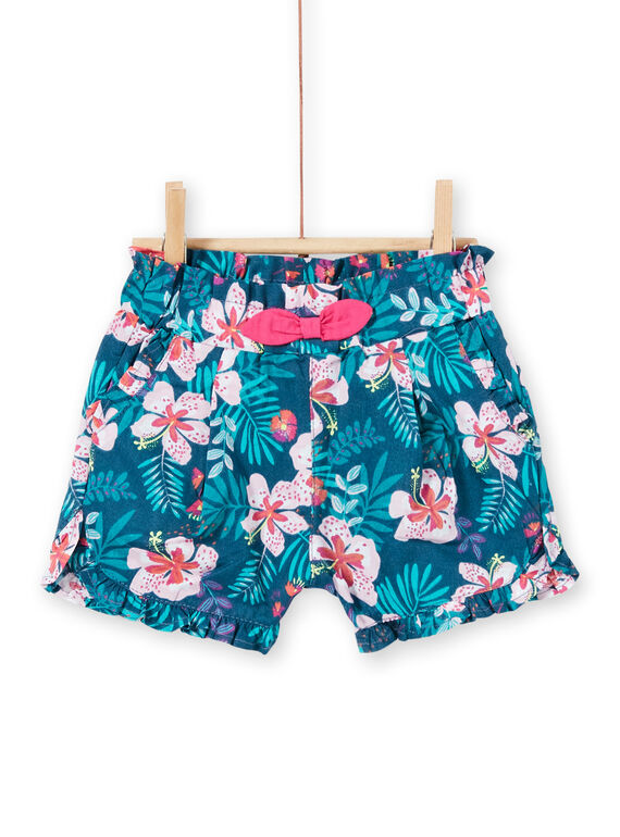 Shorts blu e rosa con stampa a fiori neonata LIBONSHO / 21SG09W1SHO716
