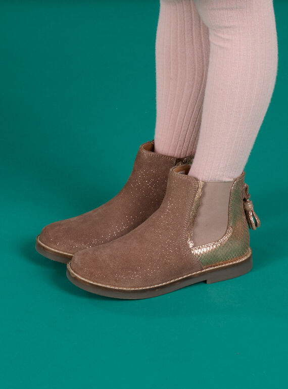 Stivaletti Beatles in pelle glitterata. PABOOTROSE / 22XK3572D0D030