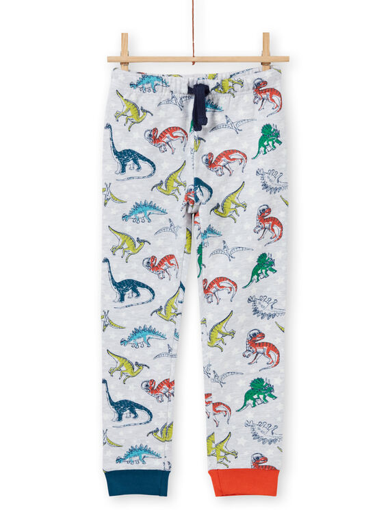 Set pigiama grigio melange fosforescente con stampa dinosauro bambino MEGOPYJAOP / 21WH1282PYJJ922