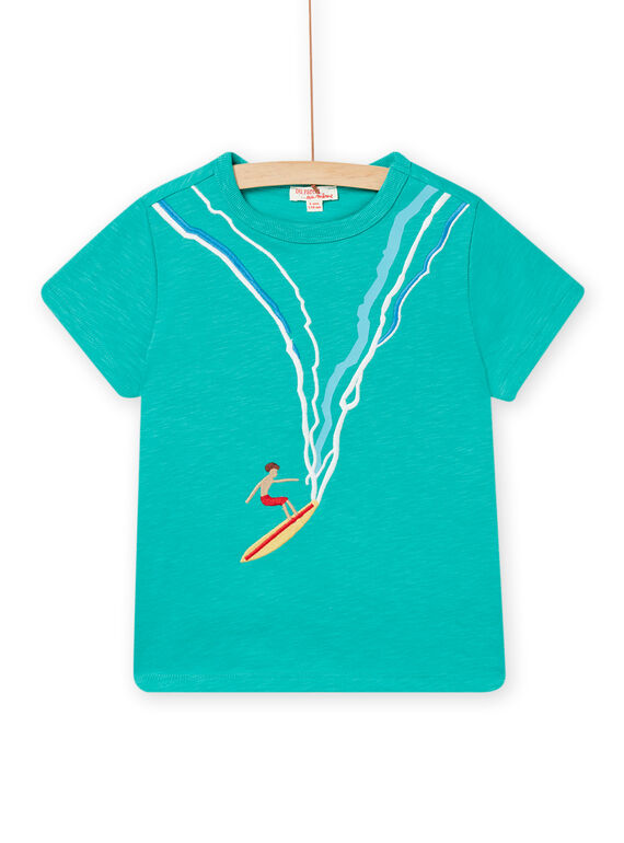 T-shirt a maniche corte azzurra con motivo surfista bambino NOWATI7 / 22S902V7TMCG621