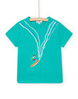 T-shirt a maniche corte azzurra con motivo surfista bambino NOWATI7 / 22S902V7TMCG621