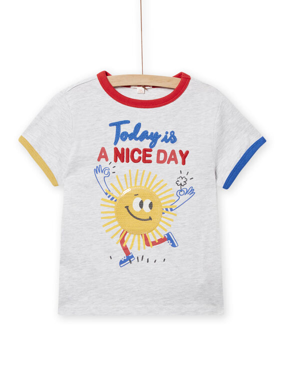 T-shirt grigio melange con motivo sole bambino NOLUTI1 / 22S902P2TMCJ920