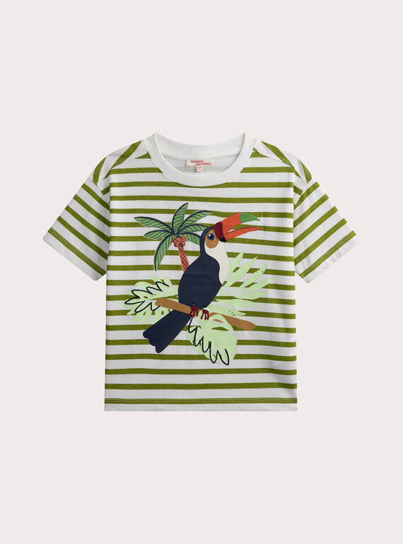 T-shirt a righe in jersey fiammato con motivo pappagallo WOLITI4 / 25S902T1TMC001