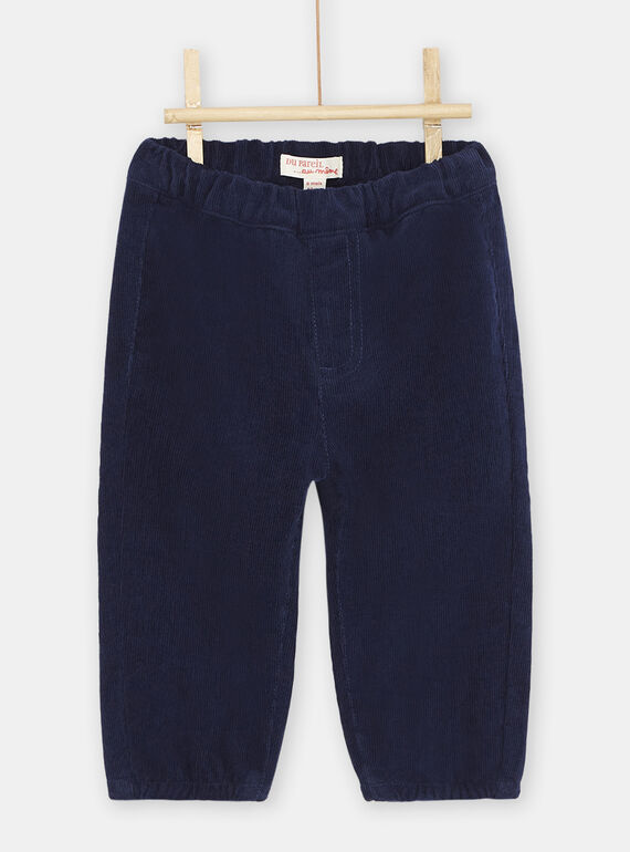 Pantaloni in velluto blu scuro neonato SUJOPAN1 / 23WG10B1PAN622