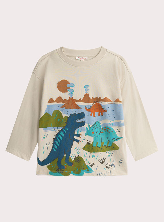 T-shirtBianco animazione dinosauro per ragazzo  VOKLITEE2 / 24W90241TML632