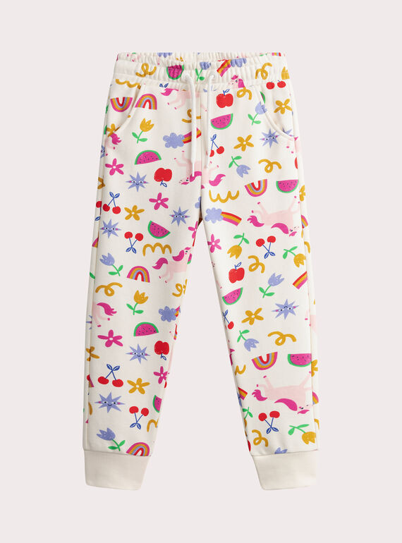 Joggers écru con stampa multicolore WAJOBAJOG2 / 25S901I1JGB001