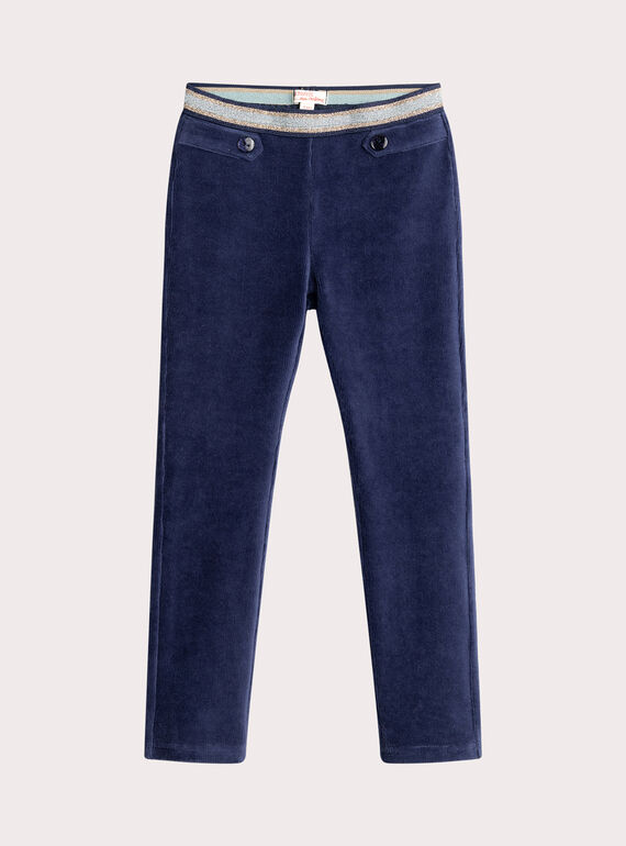 Legging blu navy effetto velluto a coste per ragazza  VAJOMIL3 / 24W901H3PAN070