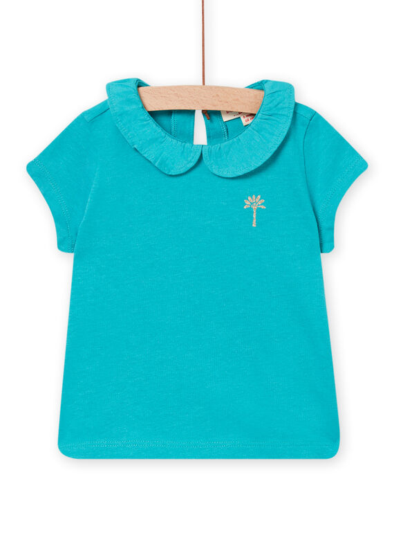 T-shirt colletto Peter Pan turchese neonata NIJOBRA8 / 22SG09C2BRA202