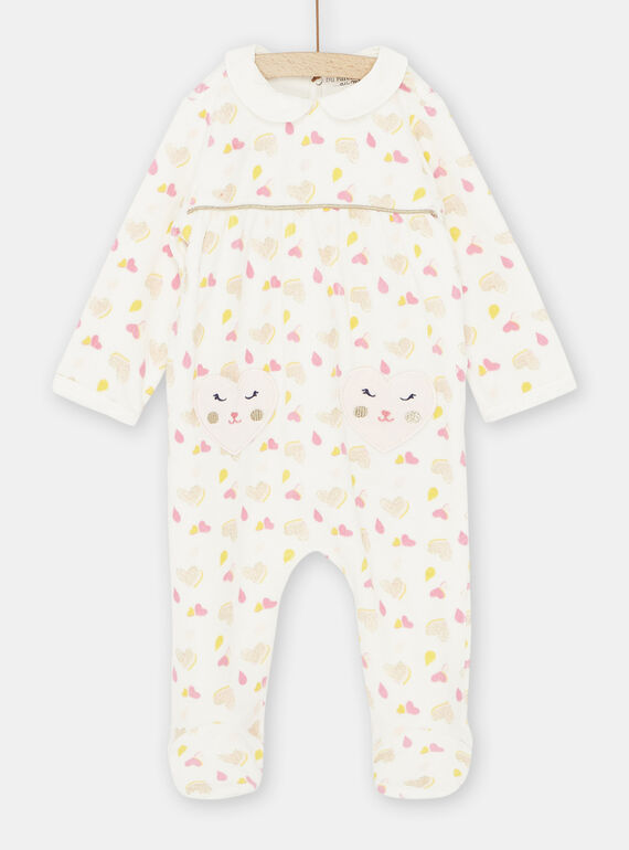 Tutina ecrù con stampa cuori neonata SEFIGRECHA / 23WH1331GRE001