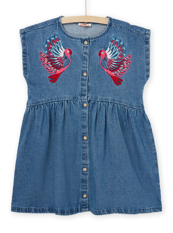 Abito in jeans a maniche corte con motivo pappagalli PAGOROB2 / 22W901O1ROBP274