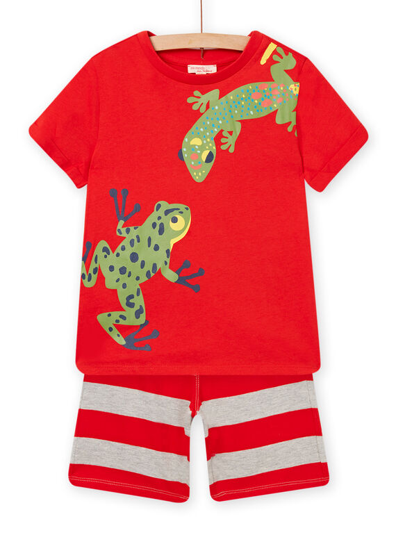 Set pigiama t-shirt e shorts rosso aranciato bambino NOPLAENS3 / 22S902K4ENSF527