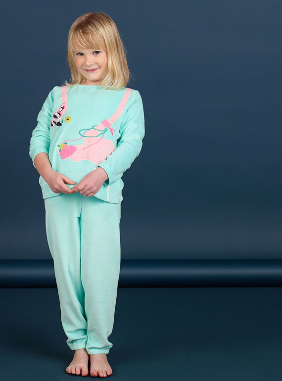 Pigiama bambina in velluto con motivi fenicottero rosa LEFAPYJFLA / 21SH1112PYJC242